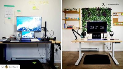 Meja PC gaming dengan sistem manajemen kabel yang praktis
