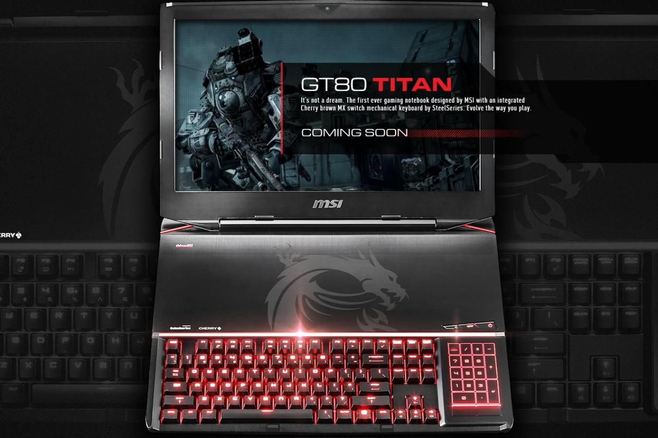 Msi gt80 keyboard laptop mechanical gaming titan insane laptops gleefully so gizmodo also which notebook easy worlds both shows upgraded